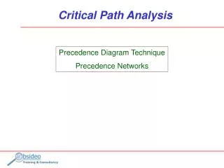 Precedence Diagram Technique Precedence Networks