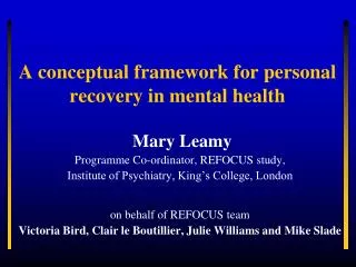 A conceptual framework for personal recovery in mental health