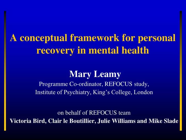 a conceptual framework for personal recovery in mental health