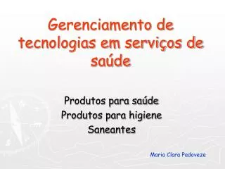 Gerenciamento de tecnologias em serviços de saúde