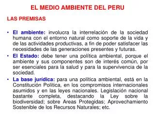 EL MEDIO AMBIENTE DEL PERU