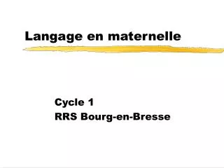 langage en maternelle
