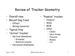 Review of Tracker Geometry