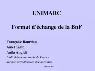 unimarc format d change de la bnf