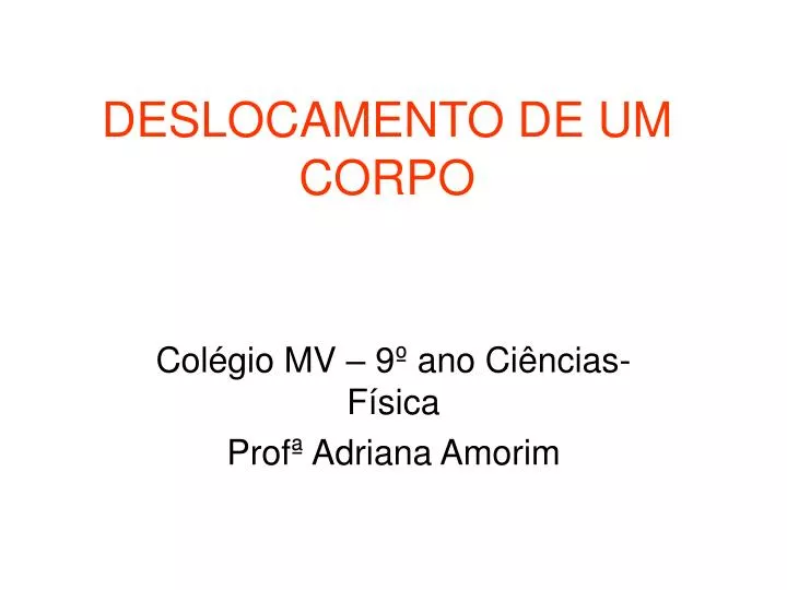 deslocamento de um corpo