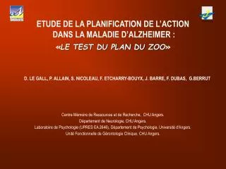 etude de la planification de l action dans la maladie d alzheimer le test du plan du zoo