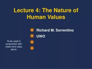 Lecture 4: The Nature of Human Values