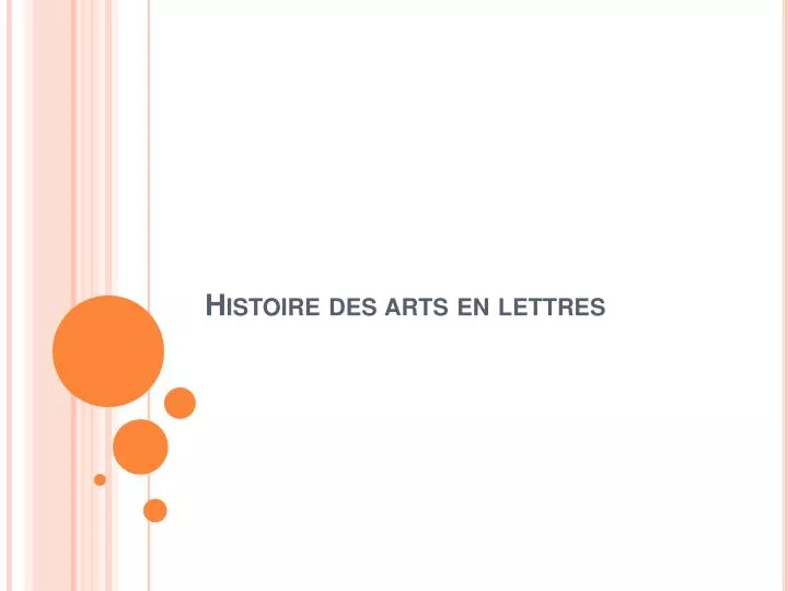 histoire des arts en lettres