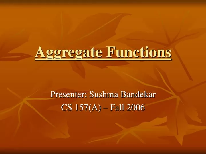 aggregate functions