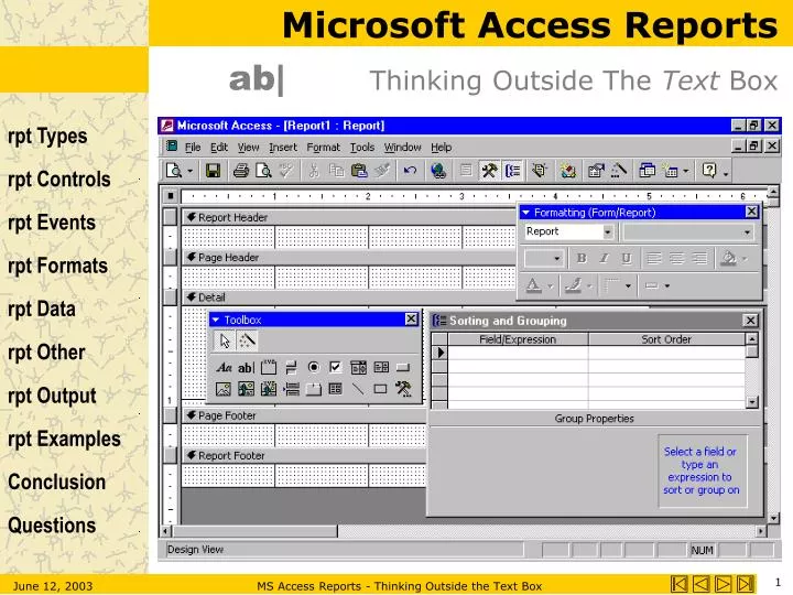 microsoft access reports