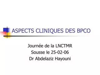 aspects cliniques des bpco