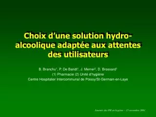 Choix d’une solution hydro-alcoolique adaptée aux attentes des utilisateurs