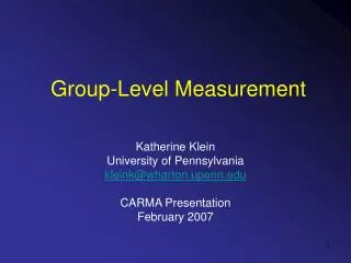 Group-Level Measurement