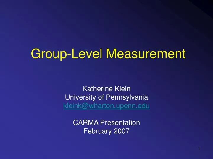 group level measurement