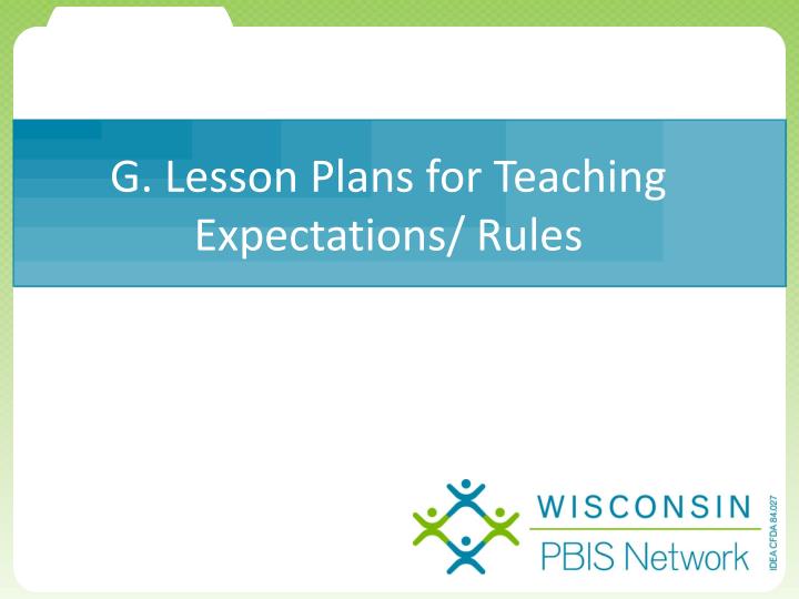 g lesson plans for teaching expectations rules