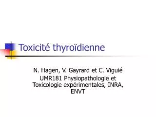 toxicit thyro dienne