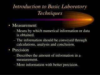 Introduction to Basic Laboratory Techniques