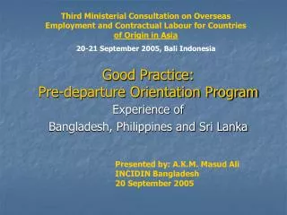 Good Practice: Pre-departure Orientation Program
