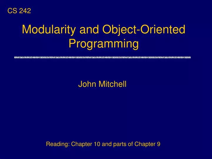 modularity and object oriented programming