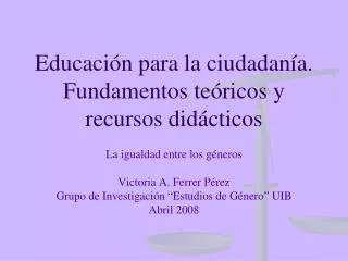 educaci n para la ciudadan a fundamentos te ricos y recursos did cticos