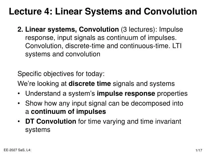 lecture 4 linear systems and convolution