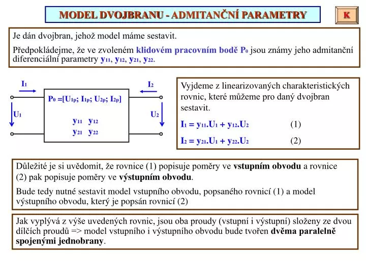 model dvojbranu admitan n parametry