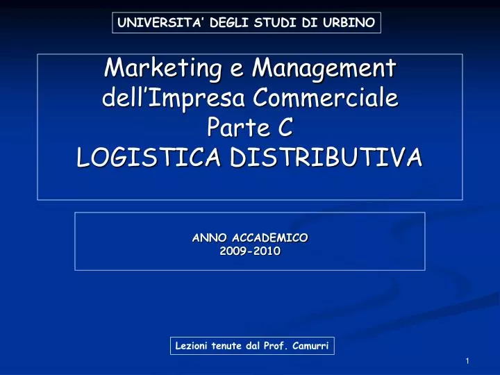 marketing e management dell impresa commerciale parte c logistica distributiva