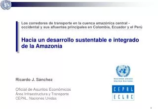Ricardo J. Sánchez Oficial de Asuntos Económicos Área Infraestructura y Transporte CEPAL, Naciones Unidas