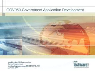 GOV950 Government Application Development