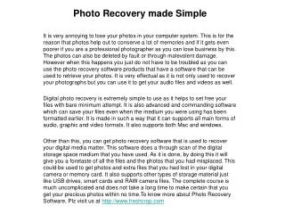 Photo recovery made simple
