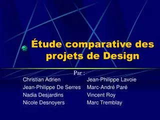 tude comparative des projets de design