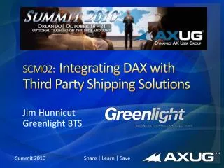 SCM02: Integrating DAX with Third Party Shipping Solutions
