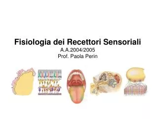 Fisiologia dei Recettori Sensoriali A.A.2004/2005 Prof. Paola Perin