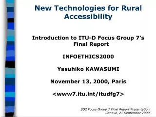 New Technologies for Rural Accessibility