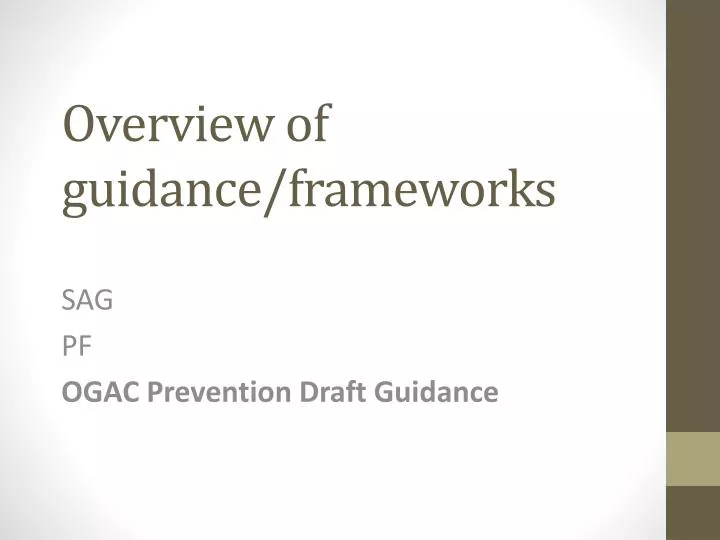 overview of guidance frameworks