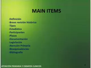 main items