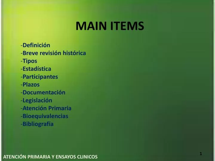 main items