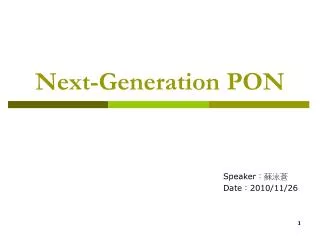 Next-Generation PON