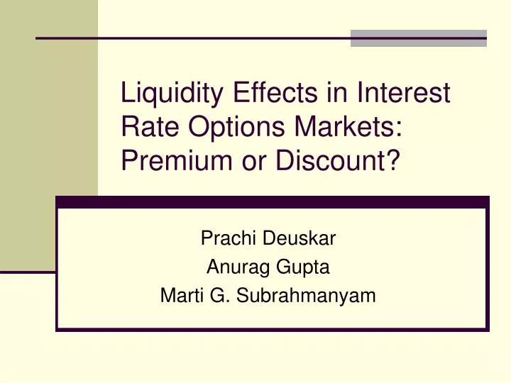 liquidity effects in interest rate options markets premium or discount