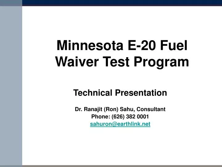 minnesota e 20 fuel waiver test program