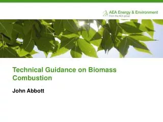 Technical Guidance on Biomass Combustion