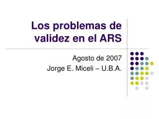 Los problemas de validez en el ARS