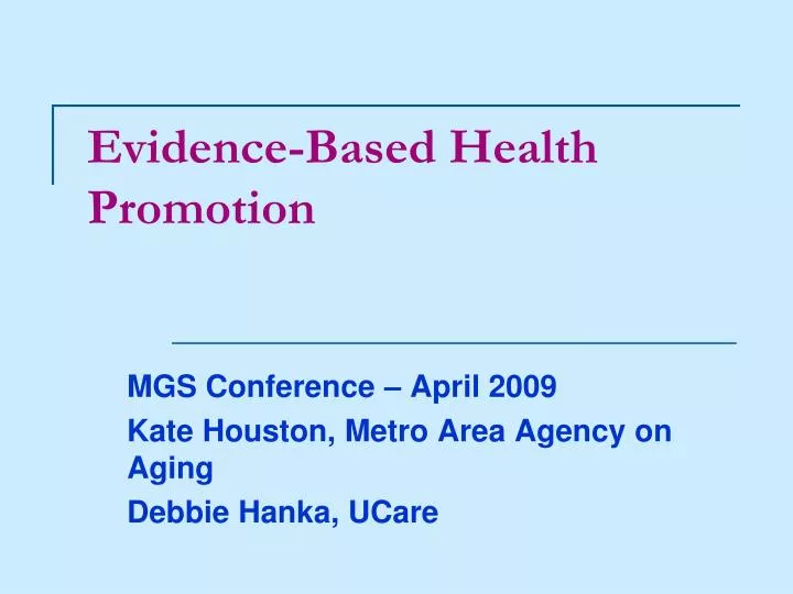 evidence based health promotion