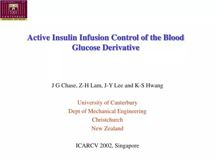 active insulin infusion control of the blood glucose derivative