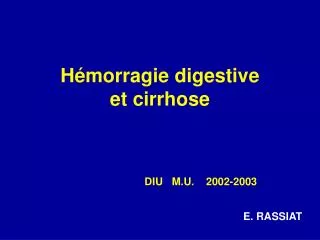 h morragie digestive et cirrhose