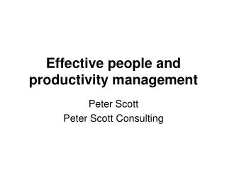 Effective people and productivity management
