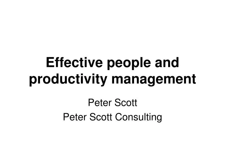 effective people and productivity management