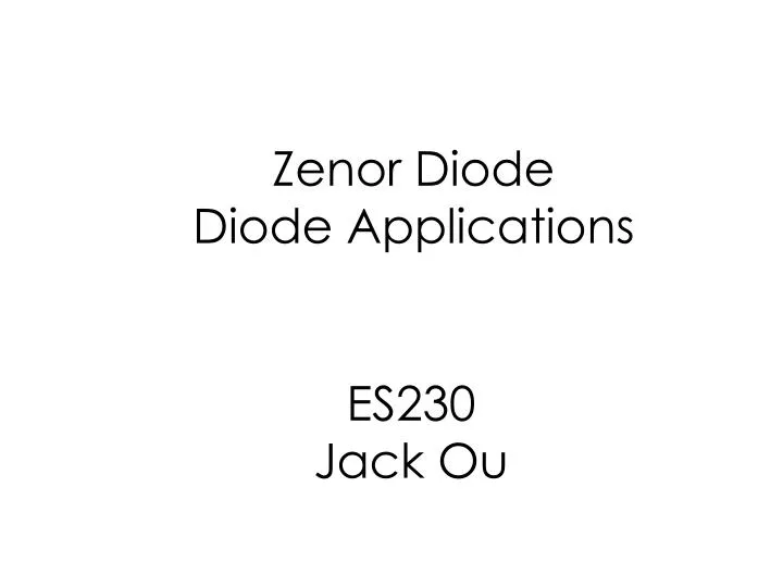 zenor diode diode applications