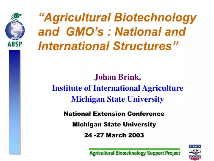 agricultural biotechnology and gmo s national and international structures