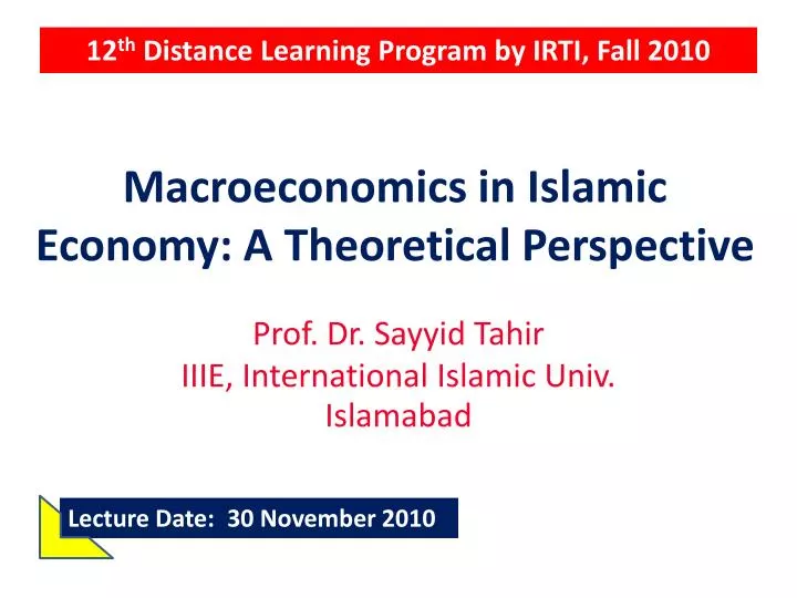 macroeconomics in islamic economy a theoretical perspective